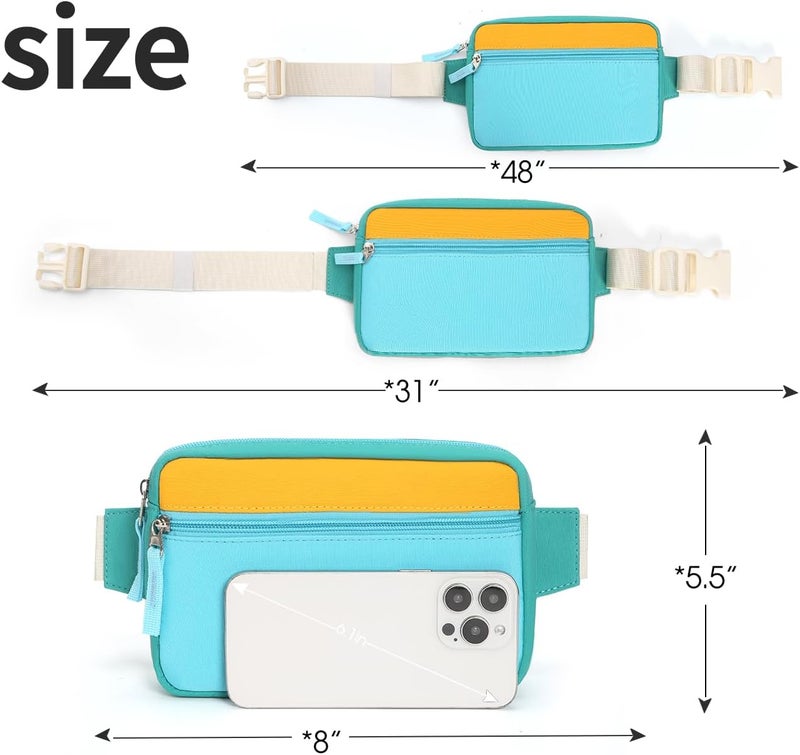 cotmcor Store Valentines Day Gifts for Kids: Fanny Pack Birthday Gift for 5 6 7 8 9 10 11 12 Year Old Teen Girls, Preppy Cute Trendy Stuff Colorblock Crossbody Bag Adjustable Belt Bags for Travel Outdoor - Image 3
